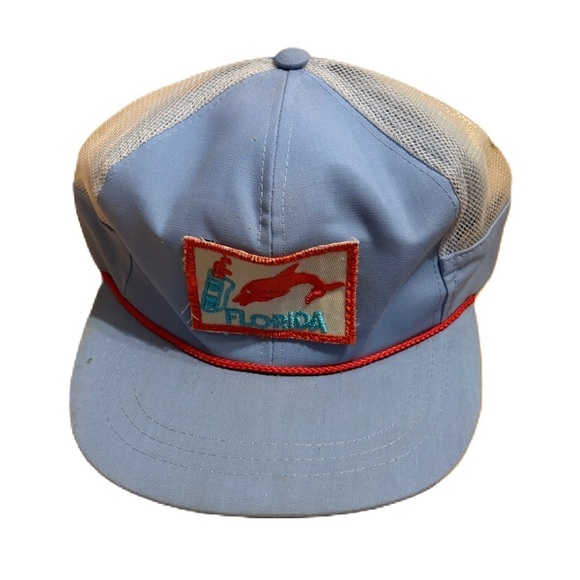 Vintage Florida Patch Fish Hat Golf Clubs Dolphin SnapBack Blue Orange